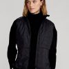 Schwarze Ralph Lauren Hybrid-Weste mit Stehkragen und Reißverschluss für Damen Schwarze Ralph Lauren Hybrid-Weste mit Stehkragen und Reißverschluss für Damen