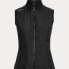 Schwarze Ralph Lauren Hybrid-Weste mit Stehkragen und Reißverschluss für Damen Schwarze Ralph Lauren Hybrid-Weste mit Stehkragen und Reißverschluss für Damen
