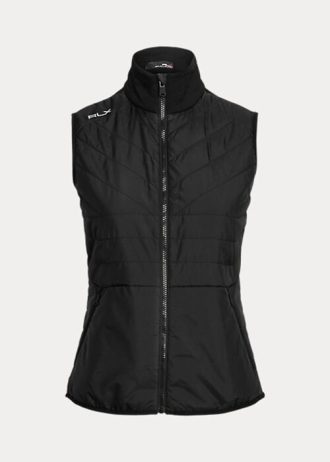 Schwarze Ralph Lauren Hybrid-Weste mit Stehkragen und Reißverschluss für Damen