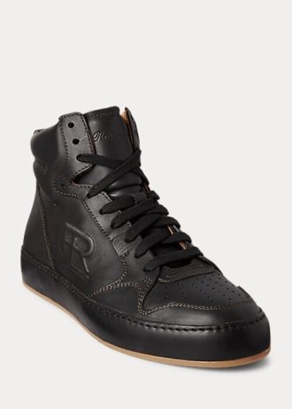 Schwarze Ralph Lauren Jaemyn High-Top-Sneakers aus Kalbsleder für Damen Schwarze Ralph Lauren Jaemyn High-Top-Sneakers aus Kalbsleder für Damen