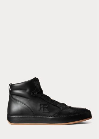 Schwarze Ralph Lauren Jaemyn High-Top-Sneakers aus Kalbsleder für Herren