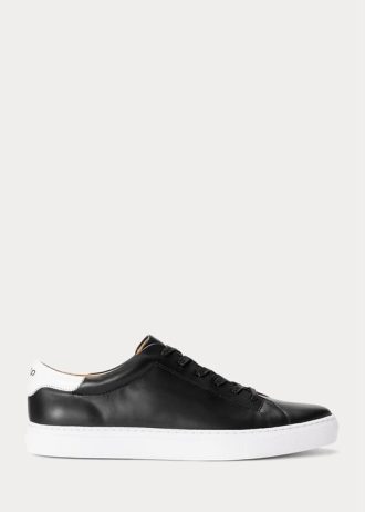 Schwarze Ralph Lauren Jermain Leder-Sneaker für Herren