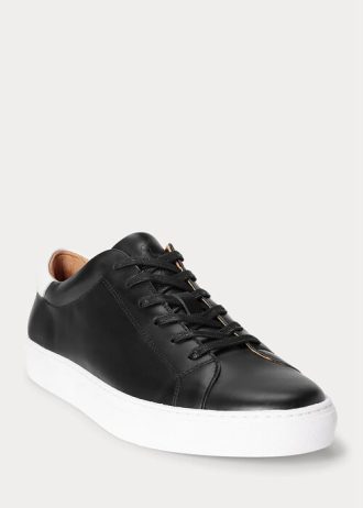 Schwarze Ralph Lauren Jermain Leder-Sneaker für Herren