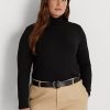 Schwarze Ralph Lauren Jersey-Rollkragenoberteile für Damen Schwarze Ralph Lauren Jersey-Rollkragenoberteile für Damen