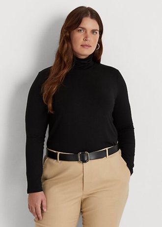 Schwarze Ralph Lauren Jersey-Rollkragenoberteile für Damen Schwarze Ralph Lauren Jersey-Rollkragenoberteile für Damen
