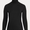 Schwarze Ralph Lauren Jersey-Rollkragenoberteile für Damen Schwarze Ralph Lauren Jersey-Rollkragenoberteile für Damen