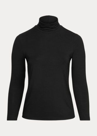 Schwarze Ralph Lauren Jersey-Rollkragenoberteile für Damen Schwarze Ralph Lauren Jersey-Rollkragenoberteile für Damen