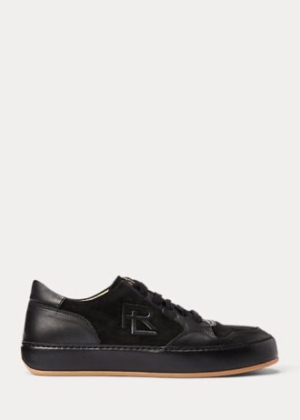 Schwarze Ralph Lauren Jinett Low-Top-Sneakers aus Wildleder und Leder für Damen Schwarze Ralph Lauren Jinett Low-Top-Sneakers aus Wildleder und Leder für Damen