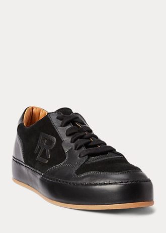 Schwarze Ralph Lauren Jinett Low-Top-Sneakers aus Wildleder und Leder für Damen Schwarze Ralph Lauren Jinett Low-Top-Sneakers aus Wildleder und Leder für Damen