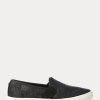 Schwarze Ralph Lauren Jinny Woven Slip-On-Sneakers für Damen Schwarze Ralph Lauren Jinny Woven Slip-On-Sneakers für Damen