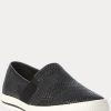 Schwarze Ralph Lauren Jinny Woven Slip-On-Sneakers für Damen Schwarze Ralph Lauren Jinny Woven Slip-On-Sneakers für Damen