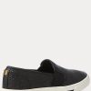 Schwarze Ralph Lauren Jinny Woven Slip-On-Sneakers für Damen Schwarze Ralph Lauren Jinny Woven Slip-On-Sneakers für Damen