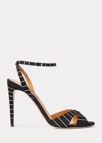 Schwarze Ralph Lauren Kandice Pumps aus Ziegenwildleder mit Verzierung für Damen