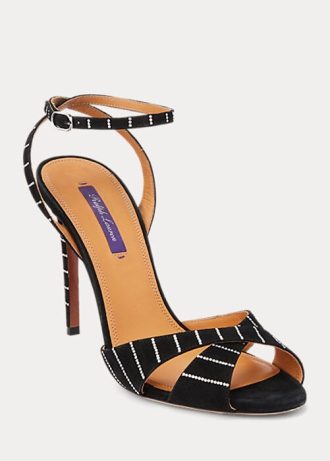 Schwarze Ralph Lauren Kandice Pumps aus Ziegenwildleder mit Verzierung für Damen