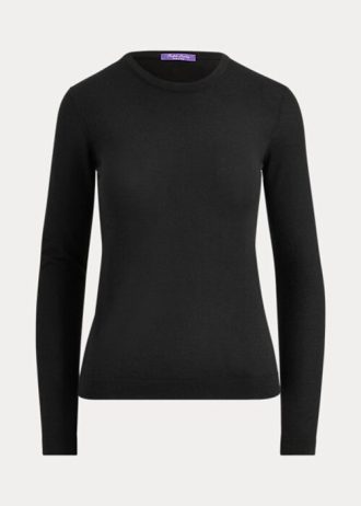Schwarze Ralph Lauren Kaschmirpullover mit Rundhalsausschnitt für Damen