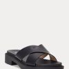Schwarze Ralph Lauren Kelsie Lackleder-Hausschuhe für Damen Schwarze Ralph Lauren Kelsie Lackleder-Hausschuhe für Damen