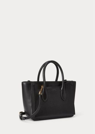 Schwarze Ralph Lauren Leder Mini Sloane Satchel-Taschen für Damen