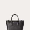 Schwarze Ralph Lauren Leder Mini Sloane Satchel-Taschen für Damen Schwarze Ralph Lauren Leder Mini Sloane Satchel-Taschen für Damen