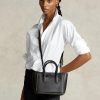 Schwarze Ralph Lauren Leder Mini Sloane Satchel-Taschen für Damen Schwarze Ralph Lauren Leder Mini Sloane Satchel-Taschen für Damen