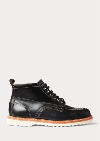 Schwarze Ralph Lauren Leder-Schnürstiefel für Herren Schwarze Ralph Lauren Leder-Schnürstiefel für Herren