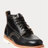 Schwarze Ralph Lauren Leder-Schnürstiefel für Herren Schwarze Ralph Lauren Leder-Schnürstiefel für Herren