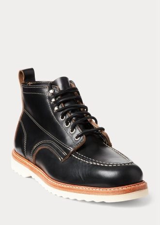 Schwarze Ralph Lauren Leder-Schnürstiefel für Herren Schwarze Ralph Lauren Leder-Schnürstiefel für Herren