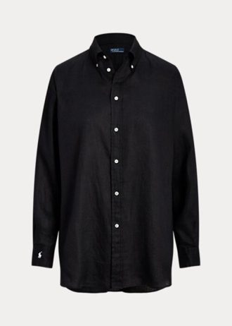 Schwarze Ralph Lauren Leinenhemden im Relaxed Fit für Damen