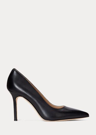 Schwarze Ralph Lauren Lindella II Heels aus brüniertem Leder für Damen