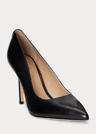 Schwarze Ralph Lauren Lindella II Heels aus brüniertem Leder für Damen