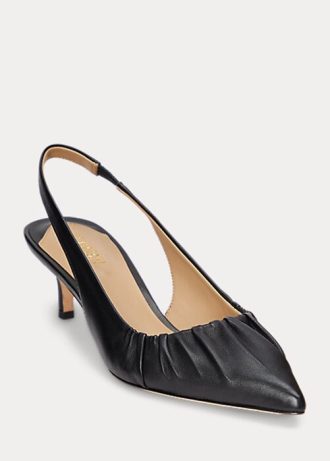 Schwarze Ralph Lauren Lolah Slingback-Pumps aus Nappaleder für Damen