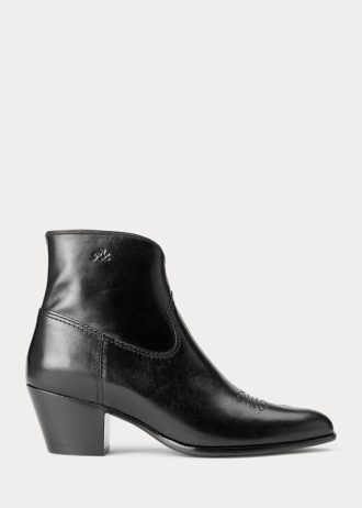 Schwarze Ralph Lauren Lucille Lederstiefel für Damen