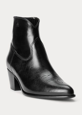 Schwarze Ralph Lauren Lucille Lederstiefel für Damen