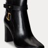 Schwarze Ralph Lauren Madelyn Stiefel aus brüniertem Leder für Damen Schwarze Ralph Lauren Madelyn Stiefel aus brüniertem Leder für Damen