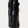 Schwarze Ralph Lauren Madelyn Stiefel aus brüniertem Leder für Damen Schwarze Ralph Lauren Madelyn Stiefel aus brüniertem Leder für Damen