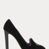 Schwarze Ralph Lauren Marion bestickte Samt-Pumps für Damen Schwarze Ralph Lauren Marion bestickte Samt-Pumps für Damen