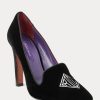 Schwarze Ralph Lauren Marion bestickte Samt-Pumps für Damen Schwarze Ralph Lauren Marion bestickte Samt-Pumps für Damen