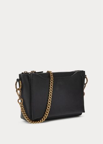 Schwarze Ralph Lauren Mini Sloane Umhängetaschen aus Leder für Damen