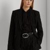 Schwarze Ralph Lauren Nadelstreifen-Blazer aus Leinenmischung-Twill für Damen Schwarze Ralph Lauren Nadelstreifen-Blazer aus Leinenmischung-Twill für Damen