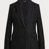 Schwarze Ralph Lauren Nadelstreifen-Blazer aus Leinenmischung-Twill für Damen Schwarze Ralph Lauren Nadelstreifen-Blazer aus Leinenmischung-Twill für Damen