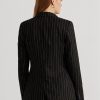 Schwarze Ralph Lauren Nadelstreifen-Blazer aus Leinenmischung-Twill für Damen Schwarze Ralph Lauren Nadelstreifen-Blazer aus Leinenmischung-Twill für Damen
