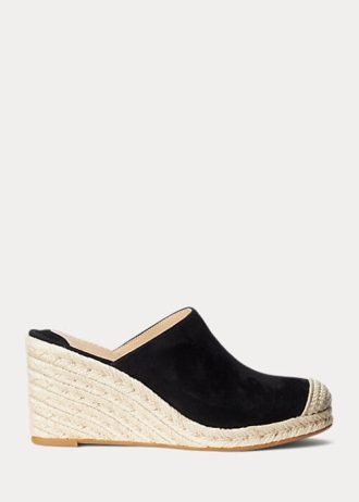 Schwarze Ralph Lauren Pennie Wildleder-Espadrille für Damen