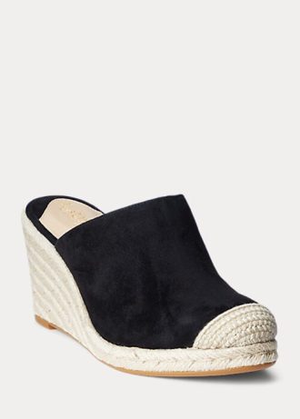 Schwarze Ralph Lauren Pennie Wildleder-Espadrille für Damen