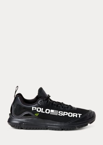Schwarze Ralph Lauren Polo Sport Tech Racer Sneakers für Damen Schwarze Ralph Lauren Polo Sport Tech Racer Sneakers für Damen