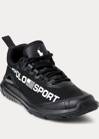 Schwarze Ralph Lauren Polo Sport Tech Racer Sneakers für Damen Schwarze Ralph Lauren Polo Sport Tech Racer Sneakers für Damen