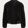 Schwarze Ralph Lauren Raygan Shearling-Bomberjacken für Damen Schwarze Ralph Lauren Raygan Shearling-Bomberjacken für Damen
