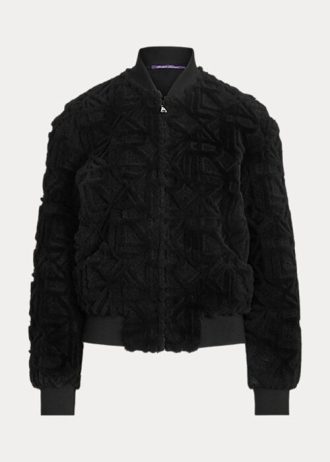 Schwarze Ralph Lauren Raygan Shearling-Bomberjacken für Damen Schwarze Ralph Lauren Raygan Shearling-Bomberjacken für Damen