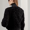 Schwarze Ralph Lauren Raygan Shearling-Bomberjacken für Damen Schwarze Ralph Lauren Raygan Shearling-Bomberjacken für Damen