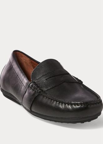 Schwarze Ralph Lauren Reynold Full-Grain Driver Freizeitschuhe für Herren
