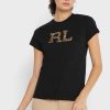 Schwarze Ralph Lauren Rundhals-Oberteile mit Grafik für Damen Schwarze Ralph Lauren Rundhals-Oberteile mit Grafik für Damen