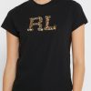 Schwarze Ralph Lauren Rundhals-Oberteile mit Grafik für Damen Schwarze Ralph Lauren Rundhals-Oberteile mit Grafik für Damen